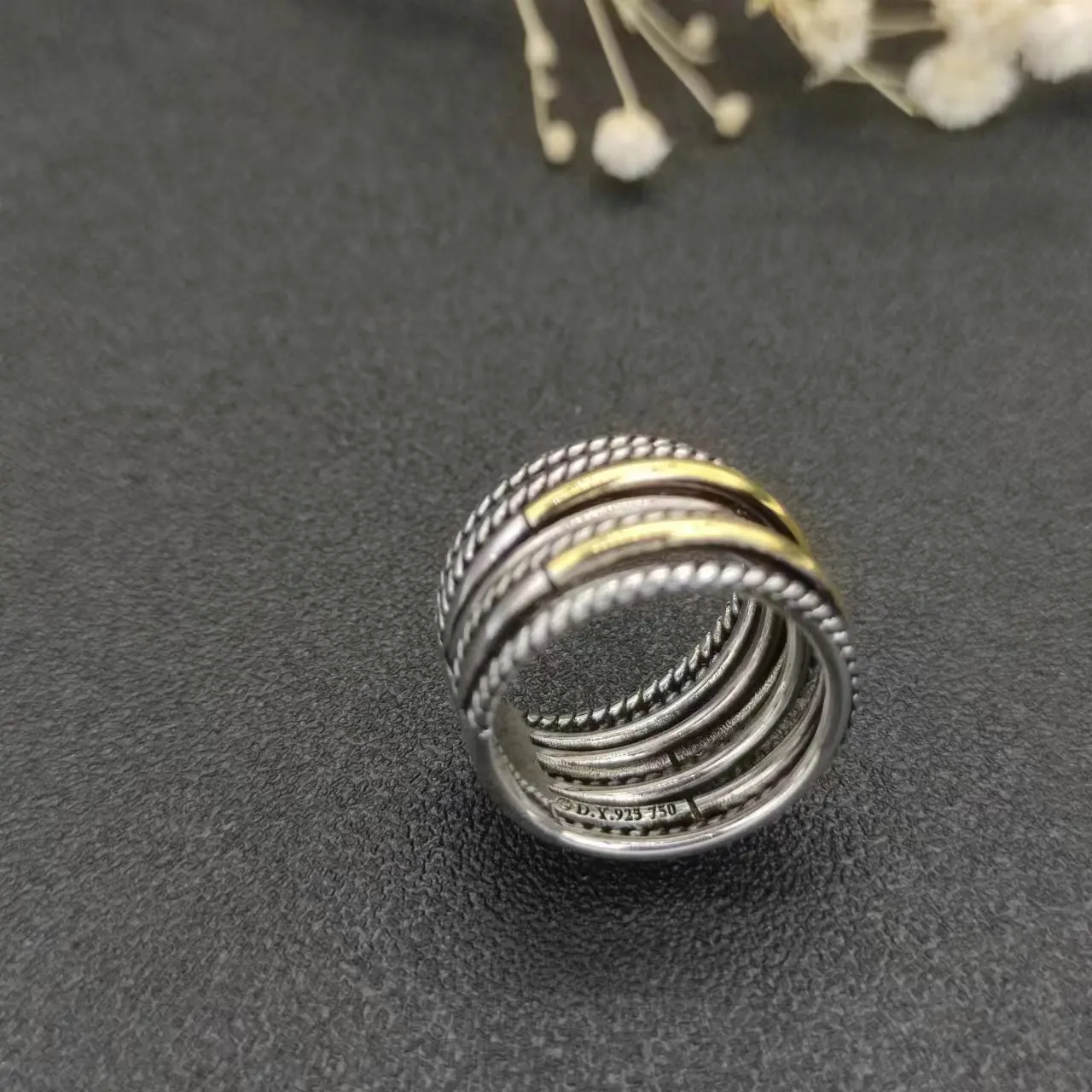 High Quality David Youman Wholesale Twisted Wire Silver Plated Two-Tone Ring Gifts For Men And Women