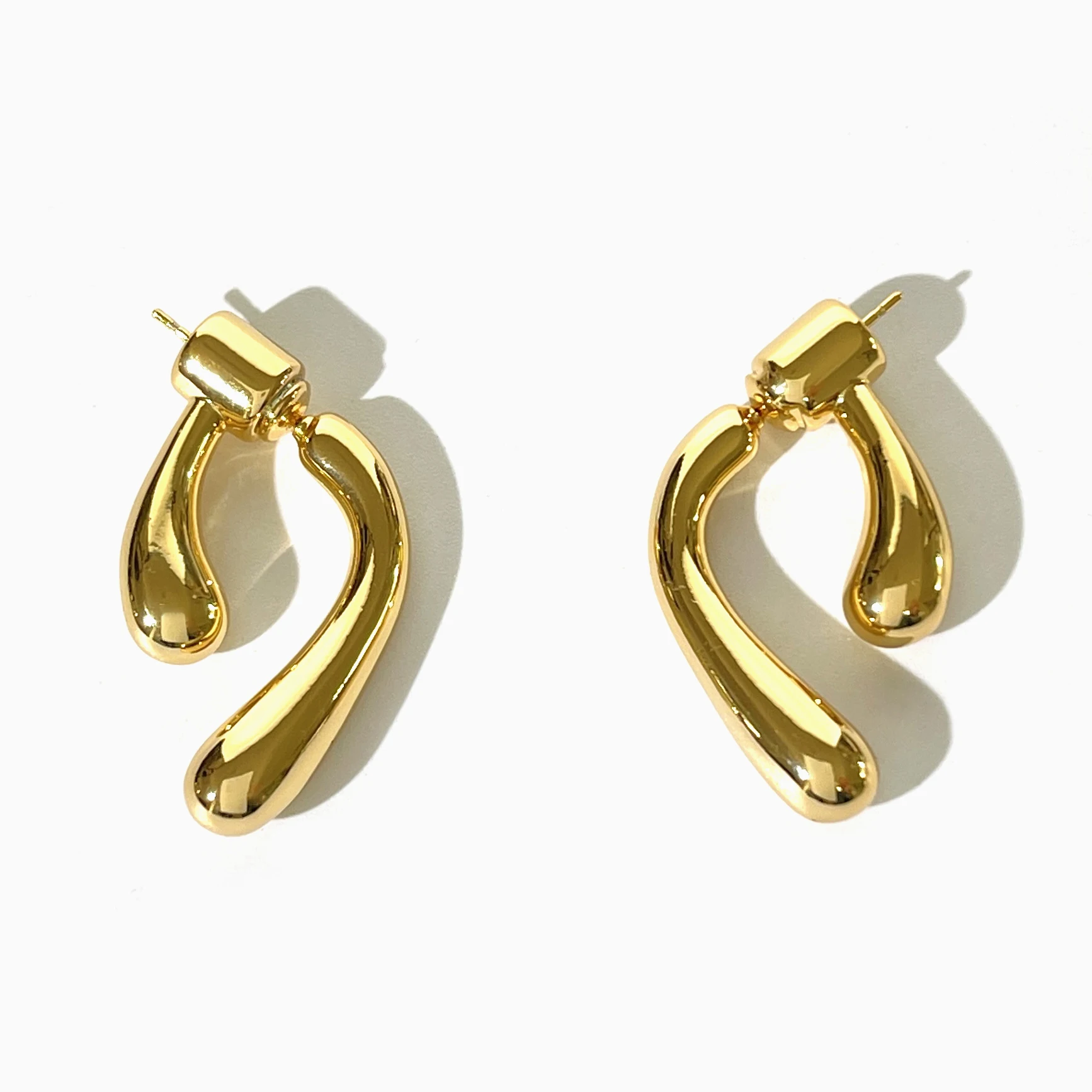 

Peri'sbox Solid 14K Gold Plated Thick Bar Ear Jackets Earrings for Women Minimalist Front Back Earring Jewellery Accessories