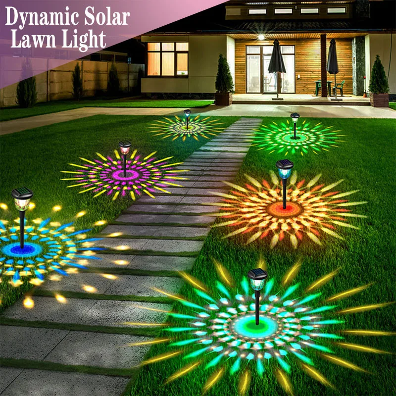 Dynamic Solar Lawn Light Shadow Lamp Outdoor Light Projection Lamp Pattern Garden Decorative Landscape Lighting Waterproof LED