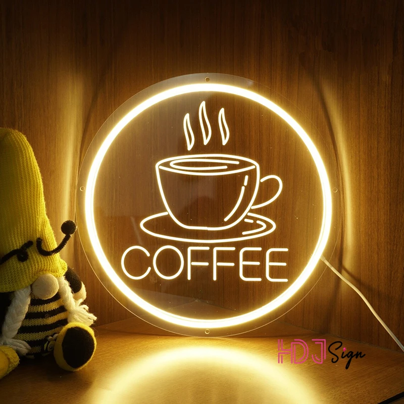 Coffee Shop Neon Lights Home Bar Decor Cafe Wall Decoration Restaurant Club Neon Sign Led Luminous Signs Christmas Gift Party