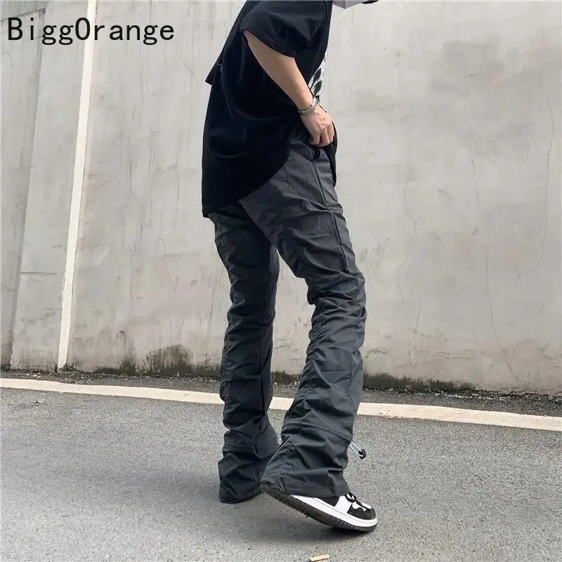 Парные повседневные брюки уличные функциональные микро расклешенные мужские