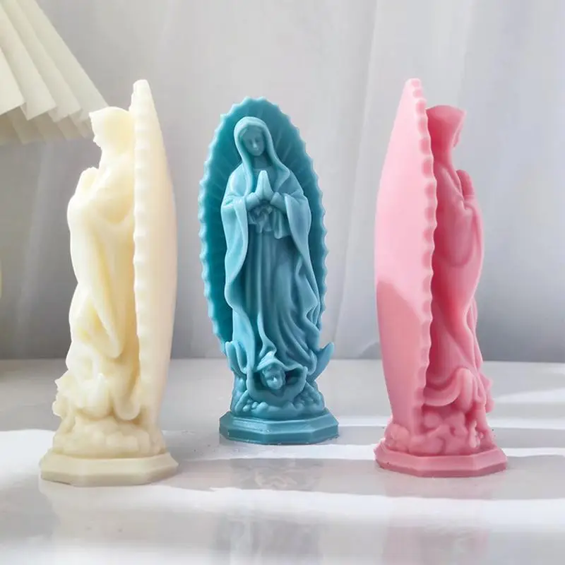 

Форма для свечи, 3D Силиконовая статуя Богородицы и Иисуса мамы, с детской формочкой, ручная работа, скульптура для свечи