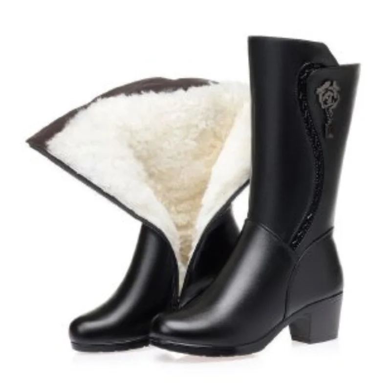 

Women Boots 2023 Winte new Zipper Women High Boots Fur Warm Shoes Women Soft Platform Black Snow Boots for Women