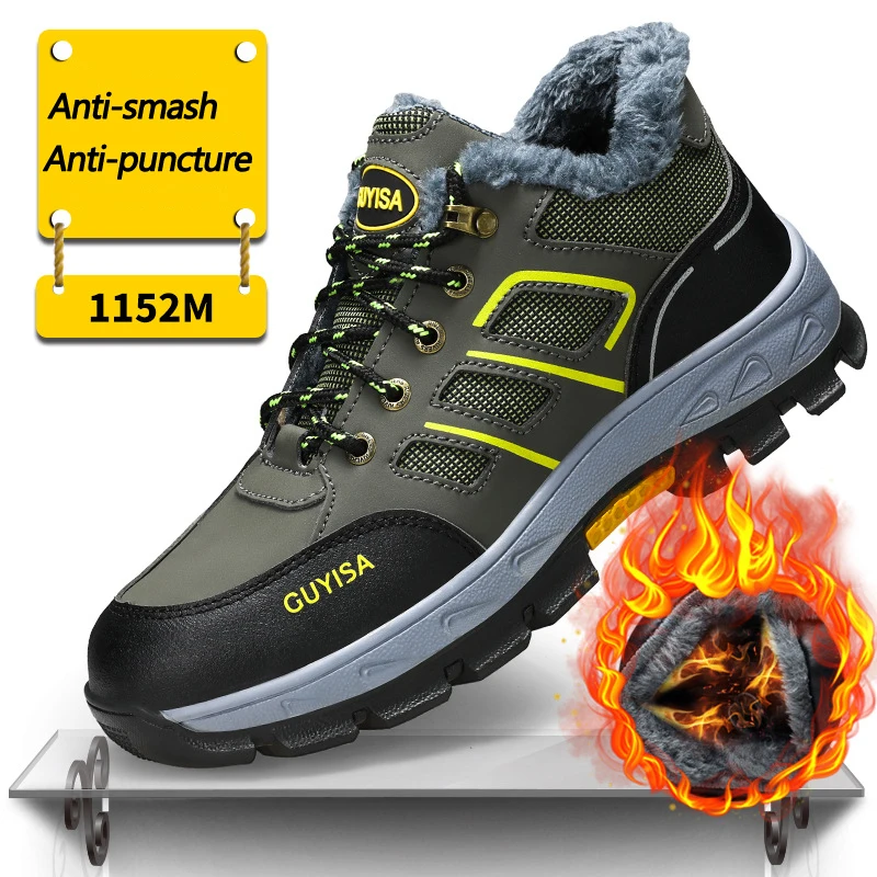 

Winter Boots Men Work Sneakers Safety Shoes Puncture-Proof Climbing Shoes Steel Toe Anti-smash Work Boots Indestructible Shoes