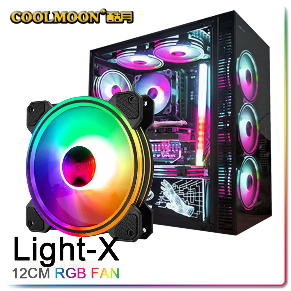 

Вентилятор COOLMOON A-RGB, X 120 мм, 1 шт., вентилятор с многослойной подсветкой, 5 В, корпус с ARGB, тихий чехол, поддержка AURA SYNC