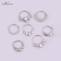 zircon septum brass nose piercing rings seamless segment ear hoop lip ring various colors for women body jewelry accessories
