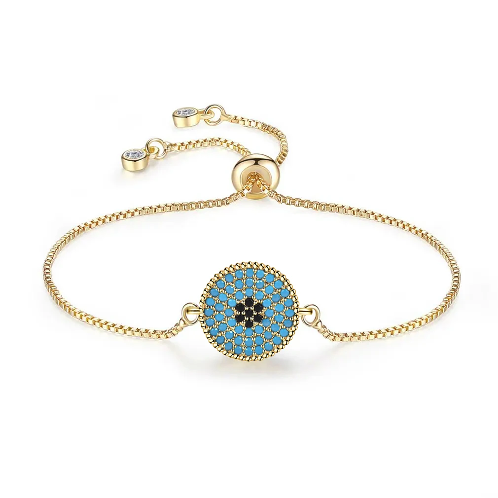 Круглый круг с кристаллами циркония Nazar браслет-подвеска от сглаза женский