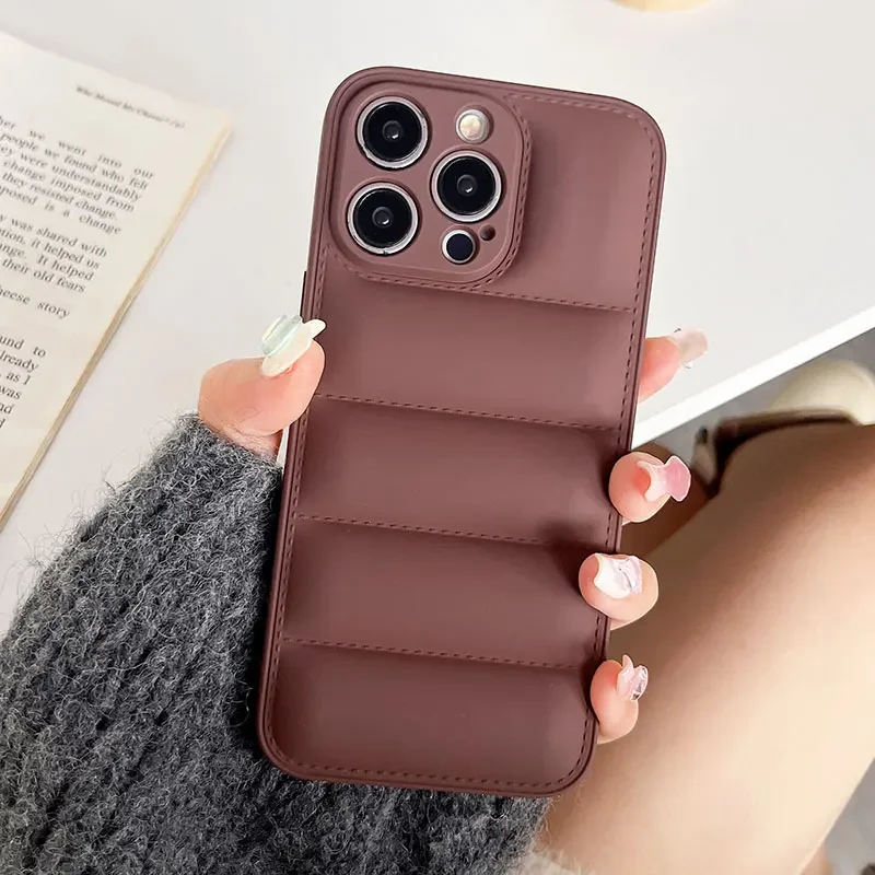 Модный кожаный чехол-пуховик силиконовый чехол для телефона iPhone 11 12 13 14 15 XR XS Pro Max