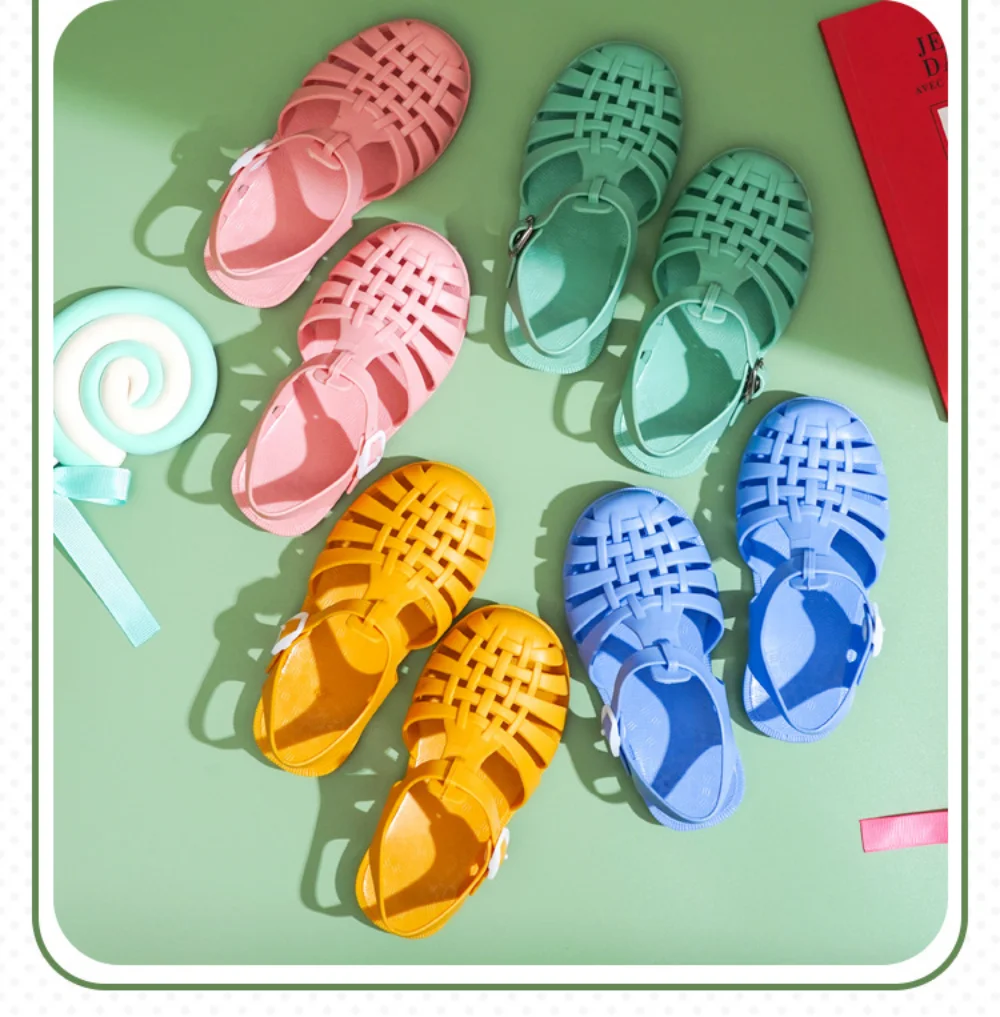 Сандалии-желе детские с круглым носком ПВХ перфорацией римские сандалии для