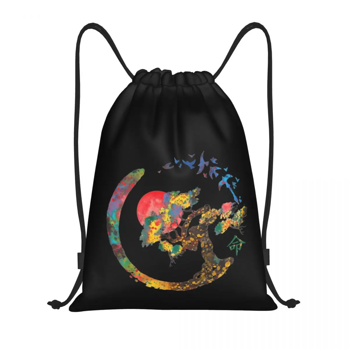 

Enso Circle And Bonsai 6 Drawstring Bags Gym Bag Funny Graphic Backpack Geek Field pack Secure retro