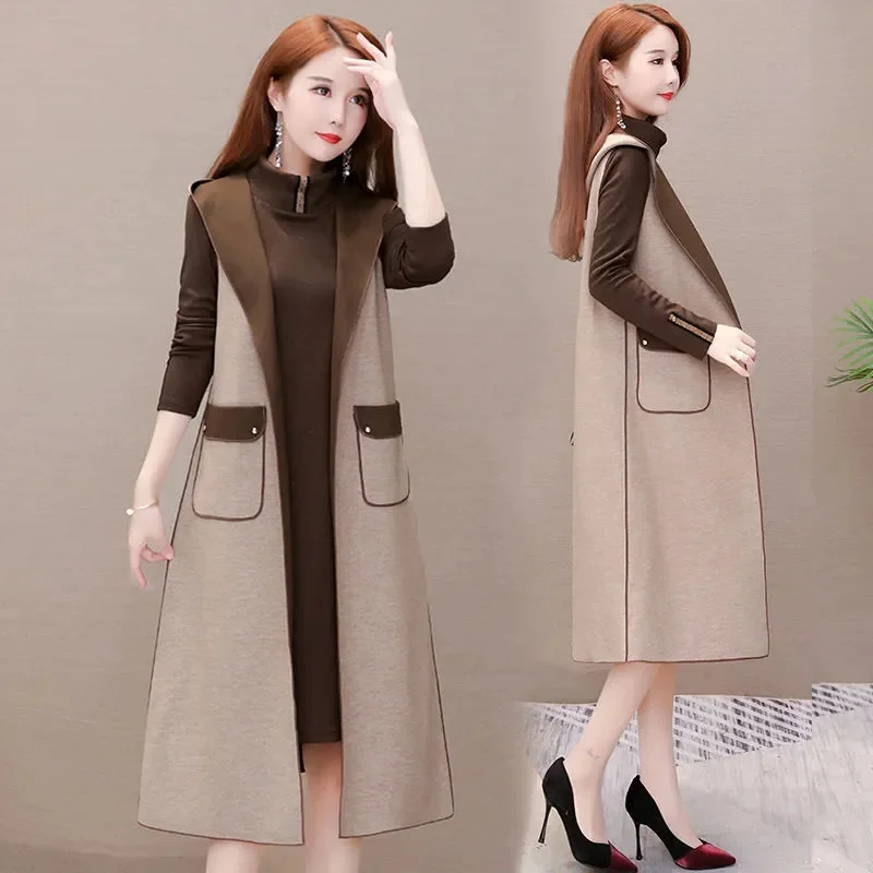 Женский комплект из двух предметов тонкое платье большого размера с длинным