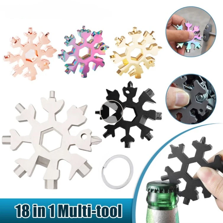 

18 в 1 ключ со снежинкой портативный динамометрический ключ многофункциональный инструмент из нержавеющей стали брелок Аварийный ключ улич...