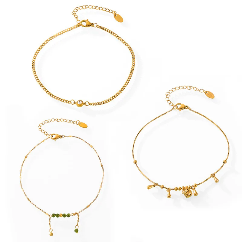 Браслет на лодыжку Женский роскошный браслет ногу из нержавеющей стали зеленого