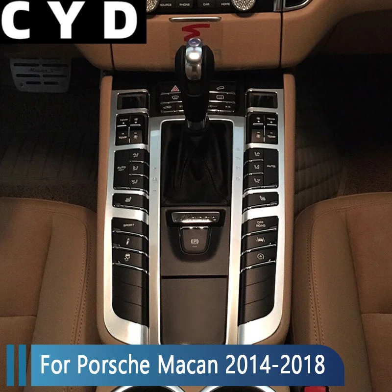 

For Porsche Macan 2014-2018 Aluminium Alloy Interior Car Styling Central Control Function Buttons Frame Decoration Cover Trim