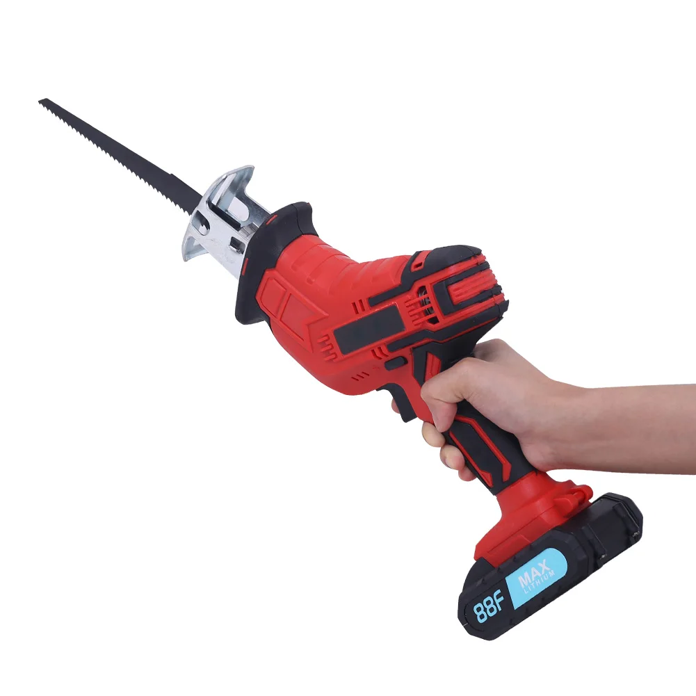 

21V Cordless Electric Saw Reciprocating Saw Variable Speed With 4pcs Saw Blades Woodworking Pruning One-handed Saw Garden Tool