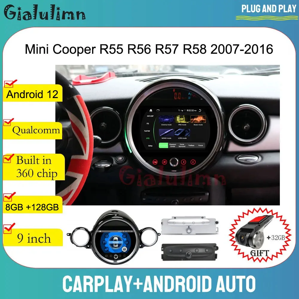 

Gialulimn Radio Recorder For 9 Inch Mini Cooper R55 R56 R57 R58 2007-2016 Stereo Multimedia Player Carplay Gps Navigation
