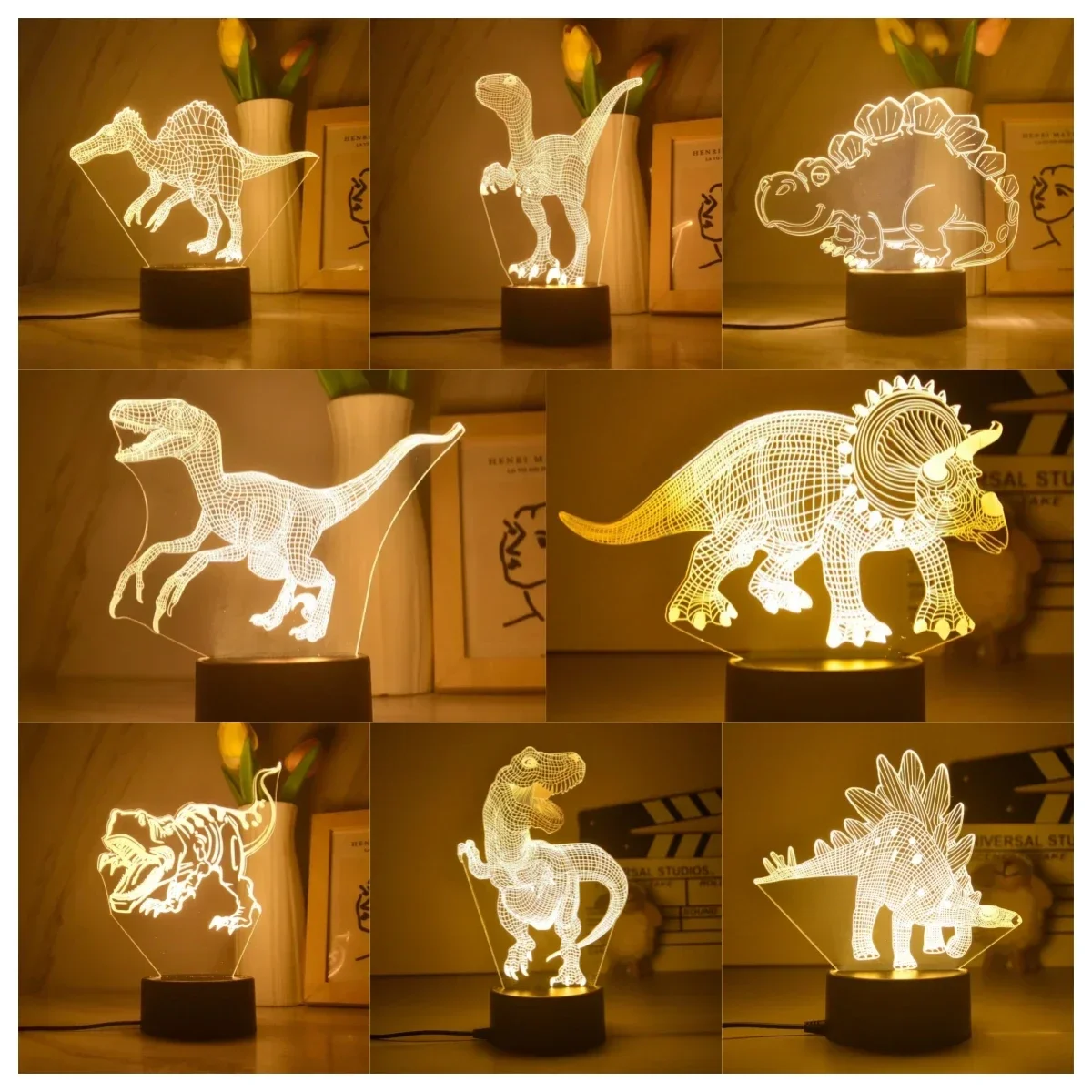 

Dinosaur Series LED Night Light Warm White Light Night Lamp Touch Bedroom Atmosphere Light Children's Birthday Christmas Gift