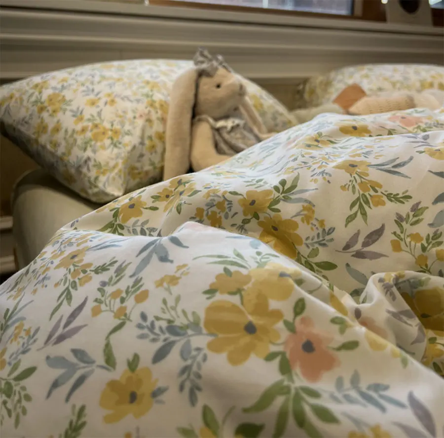 

Fashion romantic pastoral flower bedding set,twin full queen king yellow cotton home textile bed sheet pillow case quilt cover