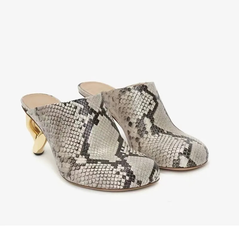 Мюли роскошные женские туфли круглые закрытые-женские O-образные металлические