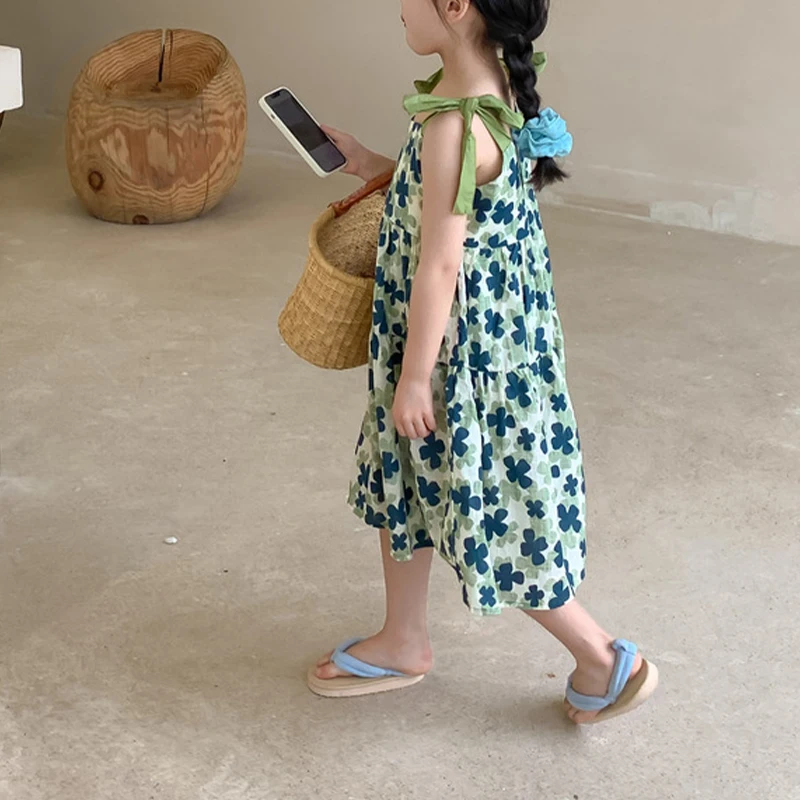 Criscky 2022 New Brother Sister Clothes Printed Sweet Girls Suspenders Long Skirt Boys Two Piece Suit Summer Boy's Suit