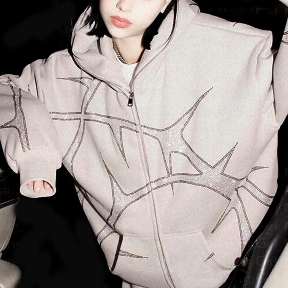 

Pockets Couple Hoodie Stylish Autumn Winter Hooded Couple Sweatshirt with Pockets Zipper Placket Hop Inspired for Couples