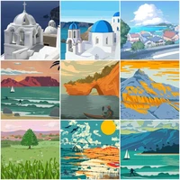 gatyztory coloring by number build mountain kits for adults handpainted diy oil painting by number scenery on canvas home decor