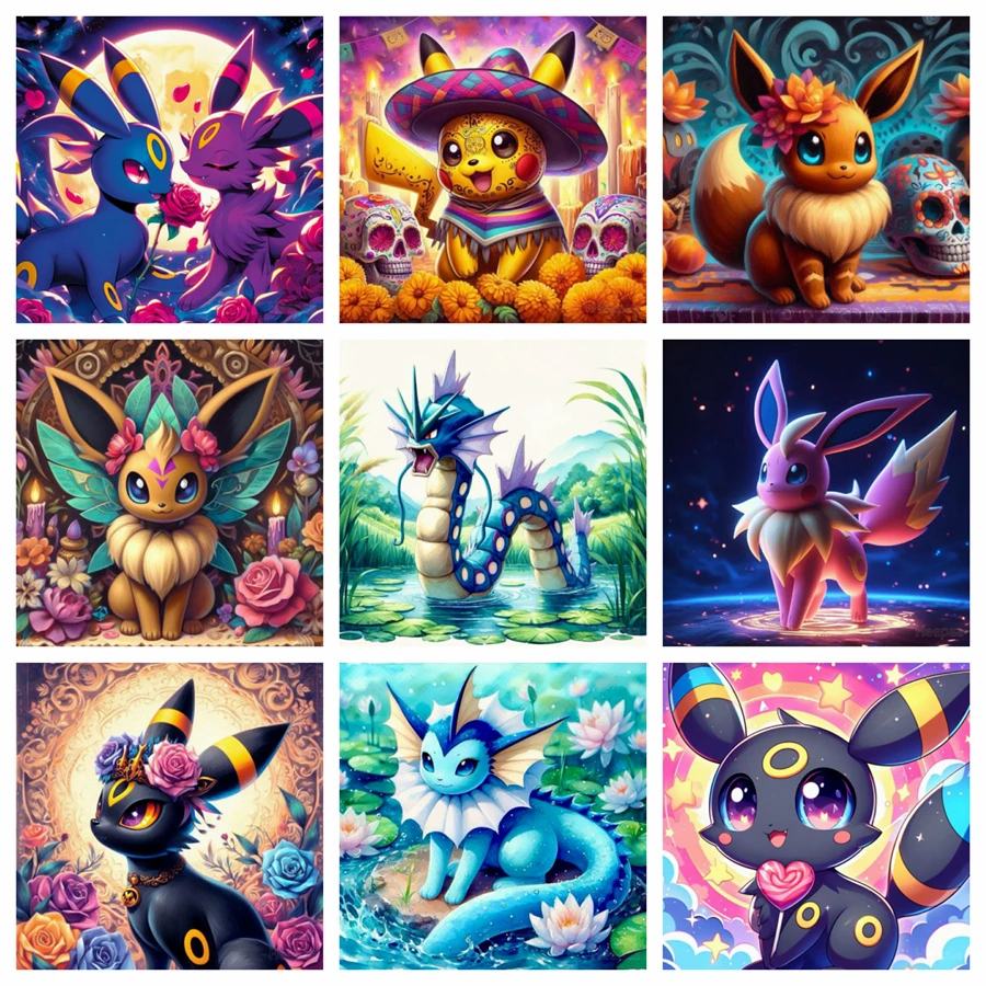 Pokemon Umbreon Eevee 5d Full AB Наборы алмазной живописи Фэнтези Мультяшные животные Мозаика