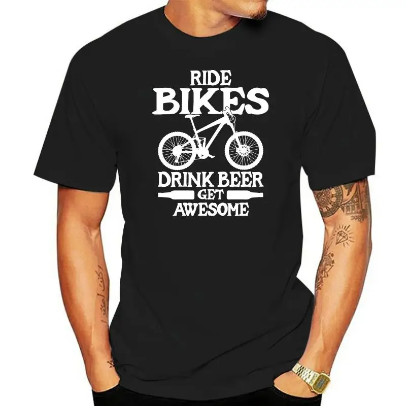 

Men T Shirt Ride Bikes Drink Beer Mtb Cycling Shirt Women T-Shirt