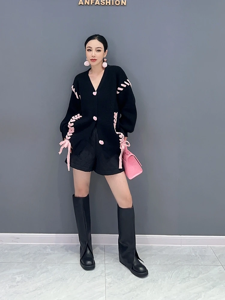 

SuperAen 2023 Autumn New Korean Knit Cardigan Single Piece Top Fashion Women's Sweater Coat