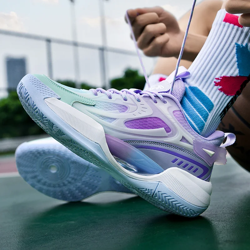 Fashion Fluorescent Mesh Men's Basketball Shoes Professional Non-slip Basketball Training Shoes Men Breathable Men Athletic Shoe