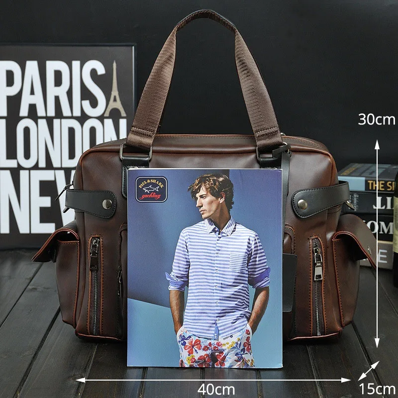 Vintage Men Handbag Crazy Horse Leather Men's Business Briefcase Brand Shoulder Crossbody Bags Male Large Travel Laptop Bags