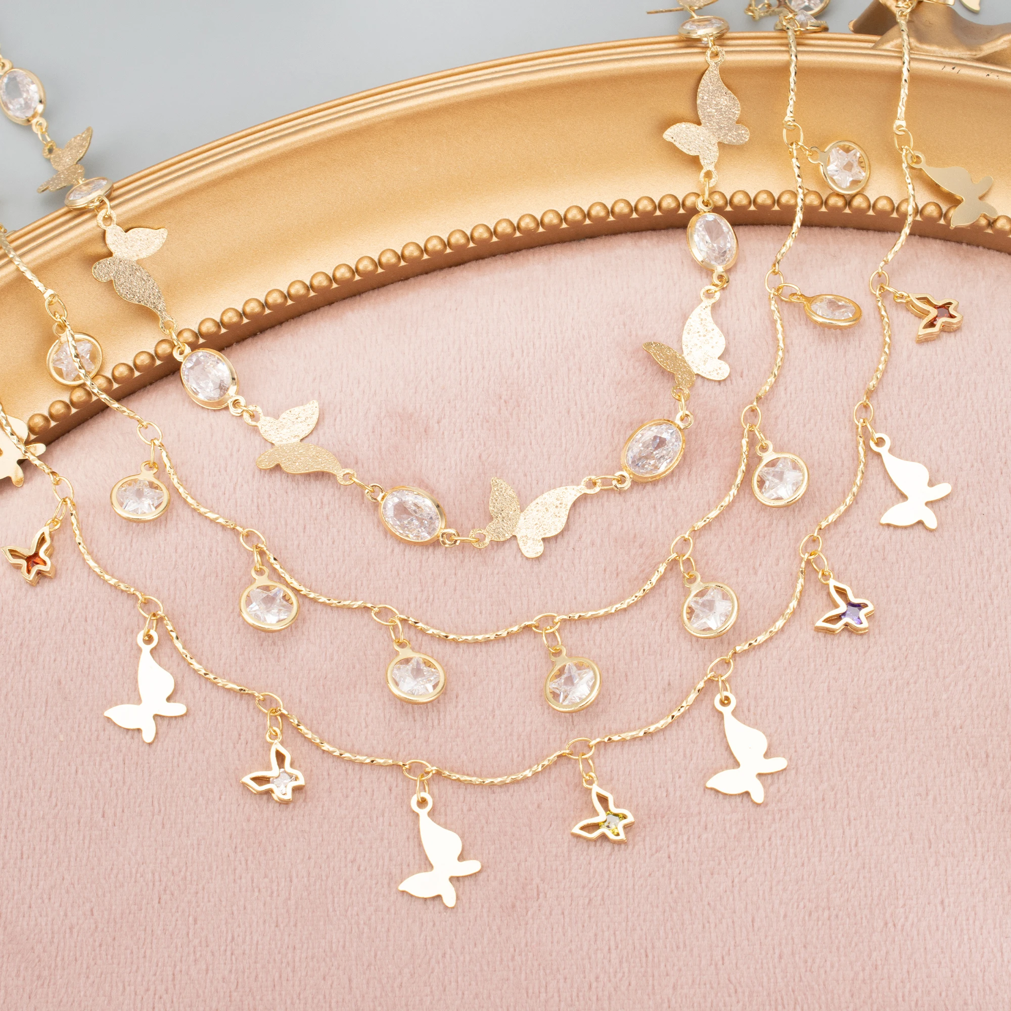 GUFEATHER C353 цепочка 18k покрытие золотом и родием медь никель без циркона шармы