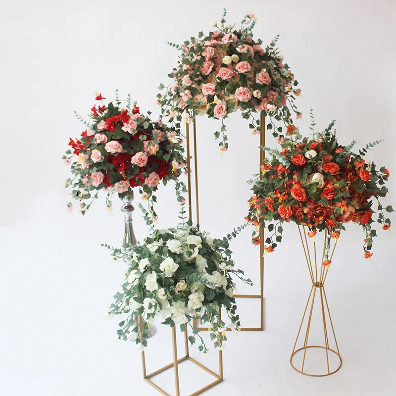 Flone Artificial Silk Flower Ball Flower Rack For Wedding Centerpiece Home Room Decoration Party Supplies DIY Craft Flowers