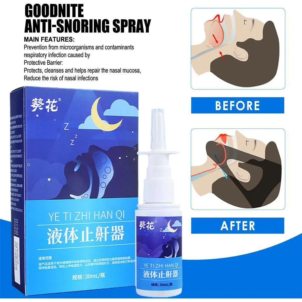 

2PCS 30ML Anti Snoring Spray Stop Snore Throat Relief Sleeping Care Sneezing Breath Liquid Better Nose Cold Easier Relief Health