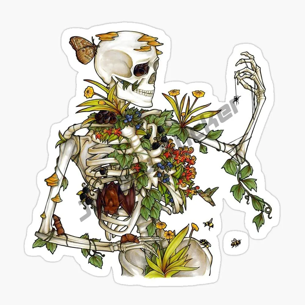 

Fungus Plants Bats Flowers Skeleton Animals Bones Botany Cute Vinyl Aesthetic Waterproof Decor Laptop Skateboard Computer Decal