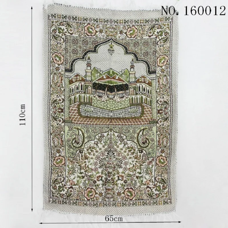 

Muslim Prayer Rug Islamic Carpet Mat Golden Cotton Yarn Tapis De Priere Islam Braided Vintage Pattern Eid Rugs Tassel Decor
