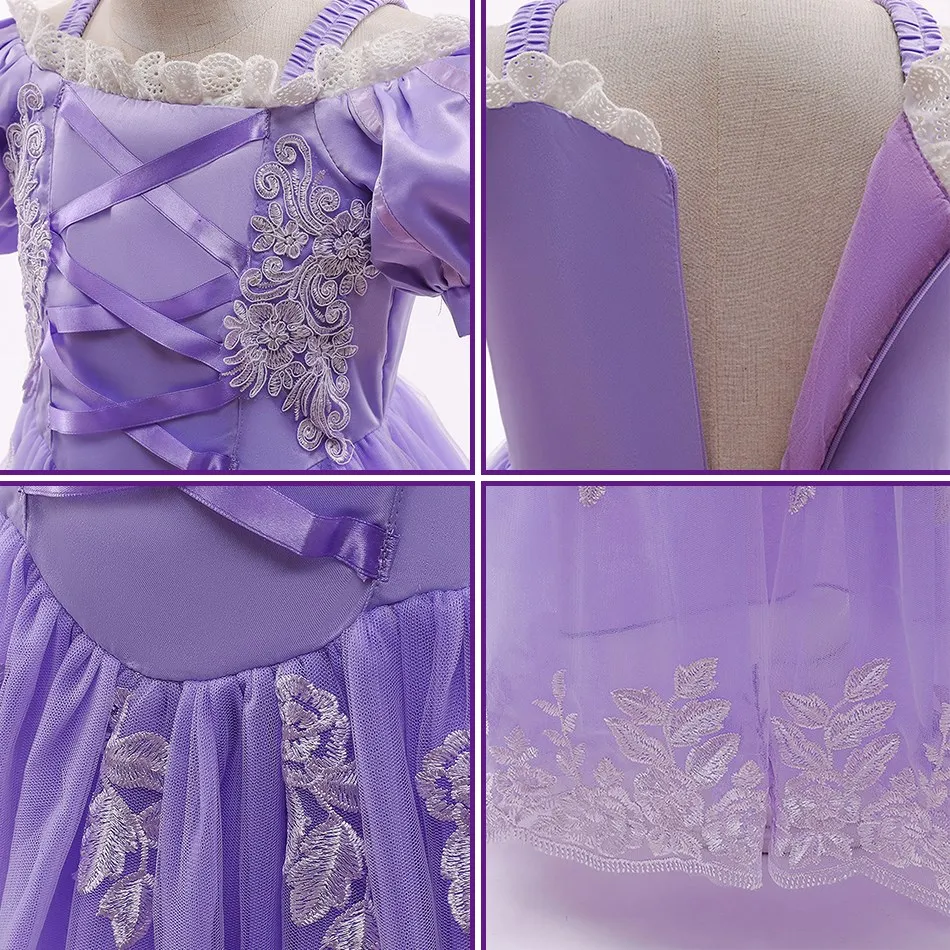 Новое платье для маленьких девочек вечерние праздничный фиолетовый костюм