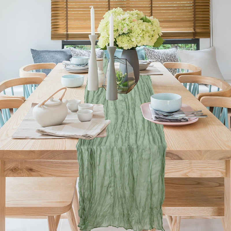 

180x80cm Semi-Sheer Gauze Table Runner Vintage Wedding Party Christmas Banquets Birthday Party Decoration Tablecloth