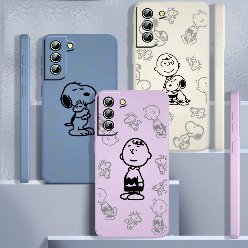 

Anime Snoopy Cute For Samsung Galaxy S22 S21 S20 FE S10 Note 20 10 Ultra Lite Plus Liquid Rope TPU Phone Case Capa
