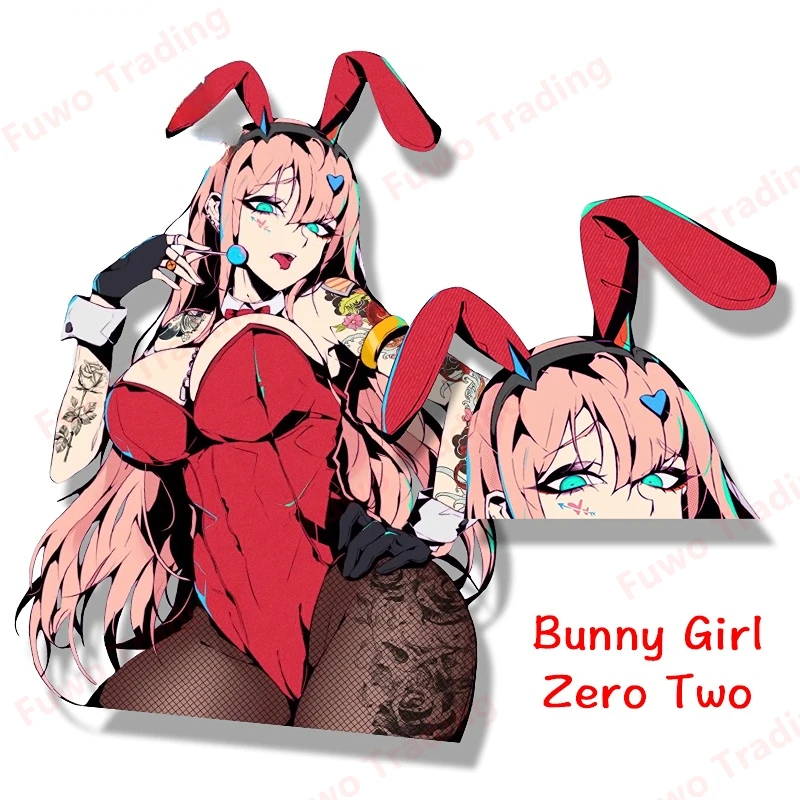 

Fuwo Trading Car Sticker Fashion Naughty Bunny Girl Zero Two Fanart Peeker Darling Anime Sketch Decal JDM Cartoon Graffiti PVC