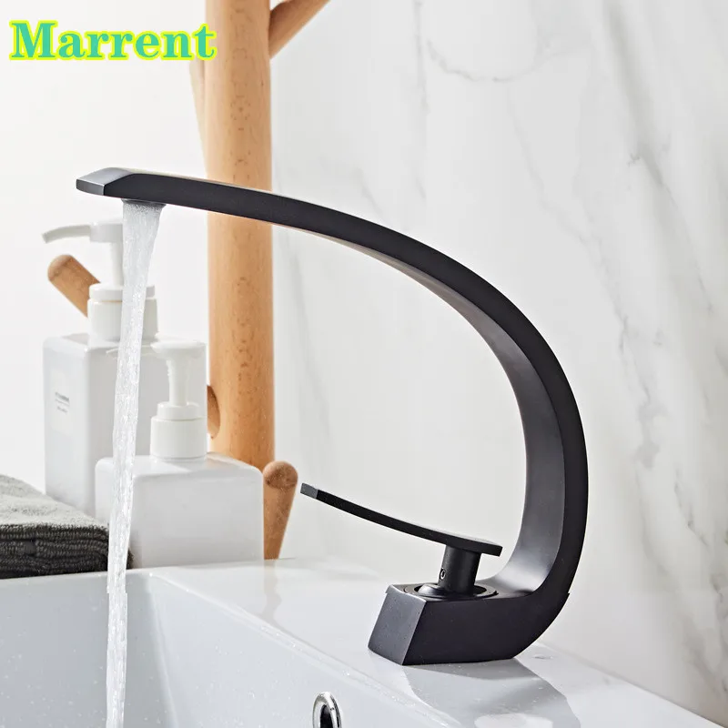 

Luxury Bathroom Faucet Single Handle Matte Black Square Hot Cold Basin Sink Mixer Tap Quality Brass Gold Bathroom Basin Faucet