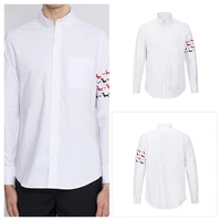 tb thom mens shirt solid top womenthe puppy embroidery mens clothing casual oxford long sleeve slim fashion woman blouses 2022