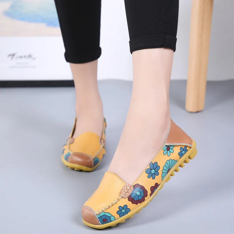 Genuine Leather Shoes Woman Fashion Summer Slip on Shoes for Women Comfortable Footwear Flats Casual Loafers Women Large Size 44