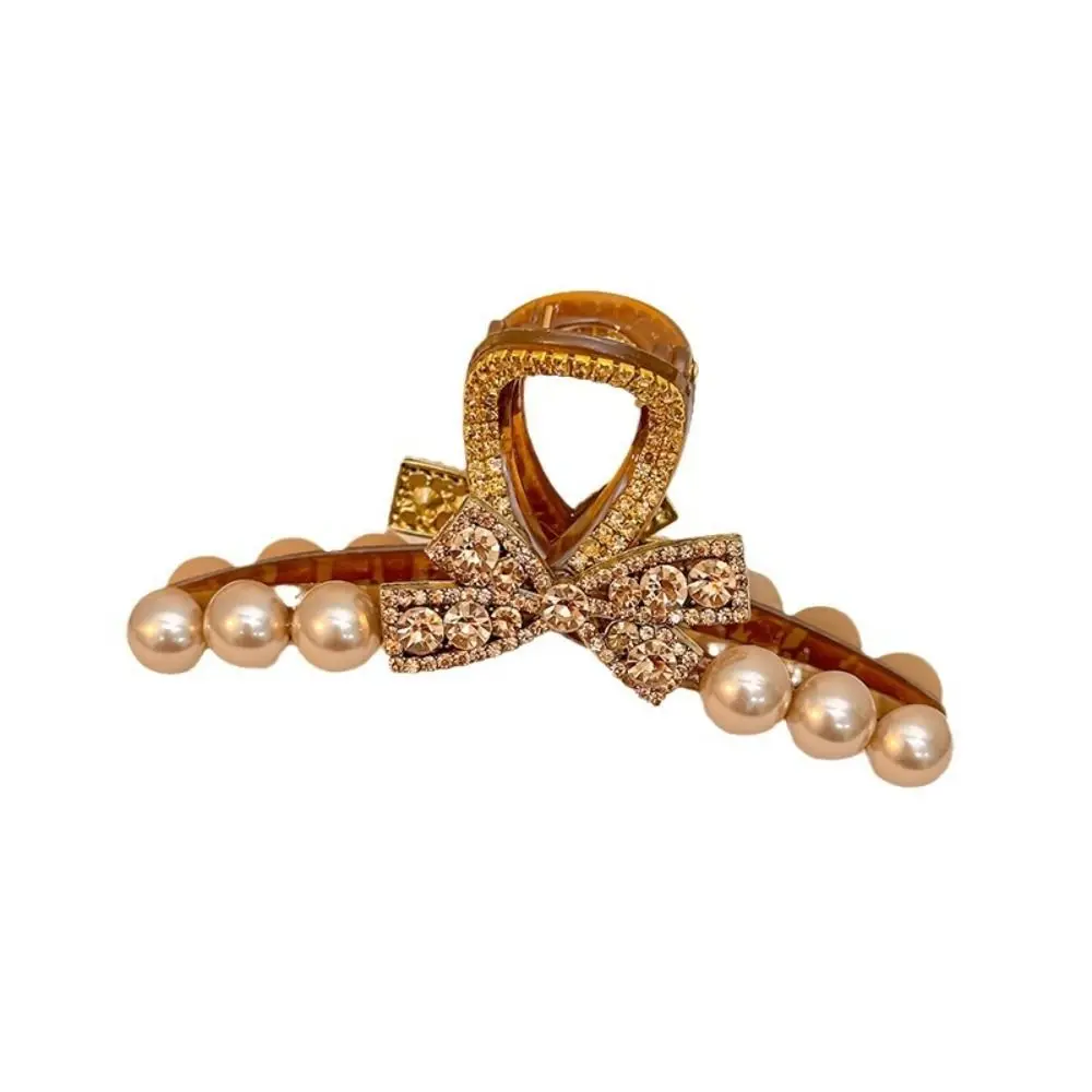 Элегантный зажим со стразами и бантом в корейском стиле сверкающий большой виде