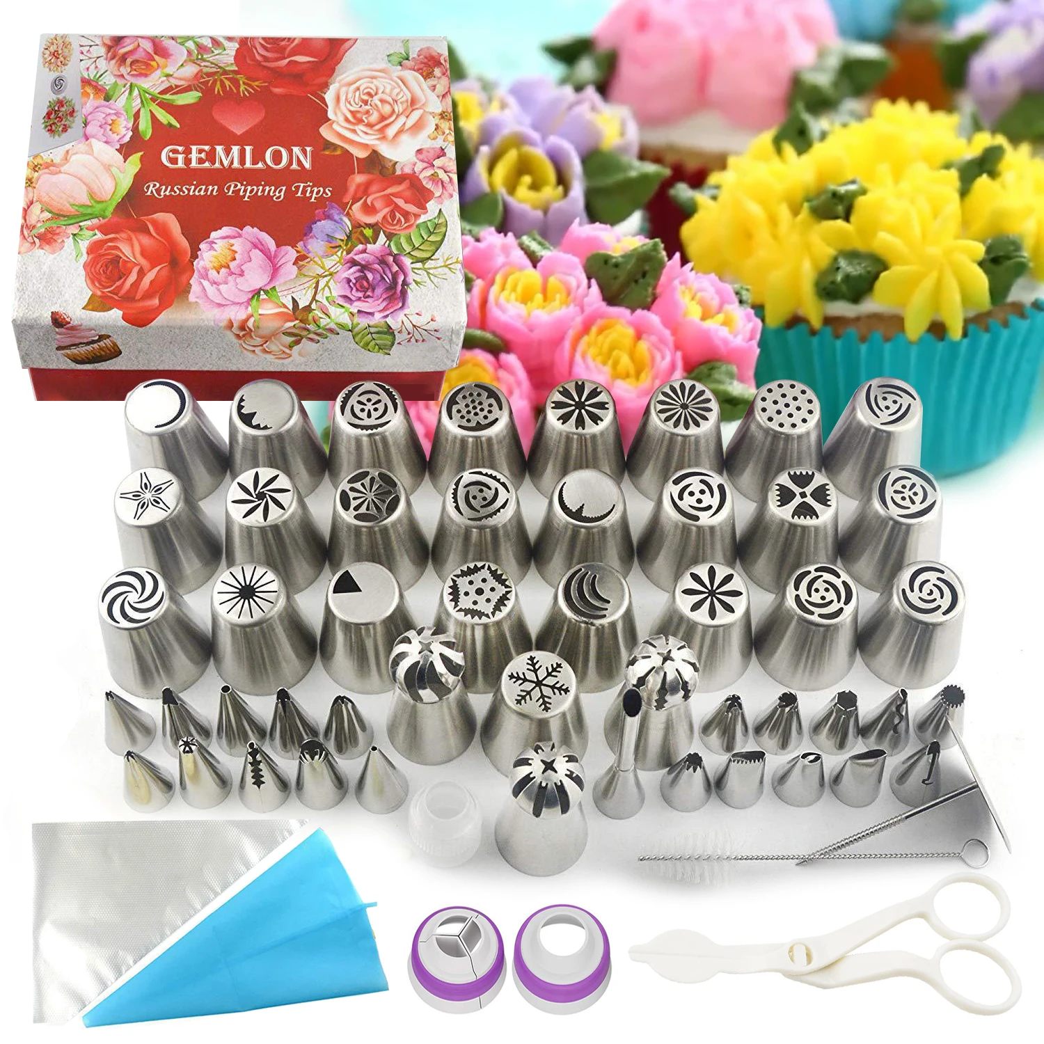 

88PCS/SET Russian Tulip Icing Piping Nozzles Stainless Steel Flower Cream Pastry Tip Kitchen Cupcake Cake Decorating Tools