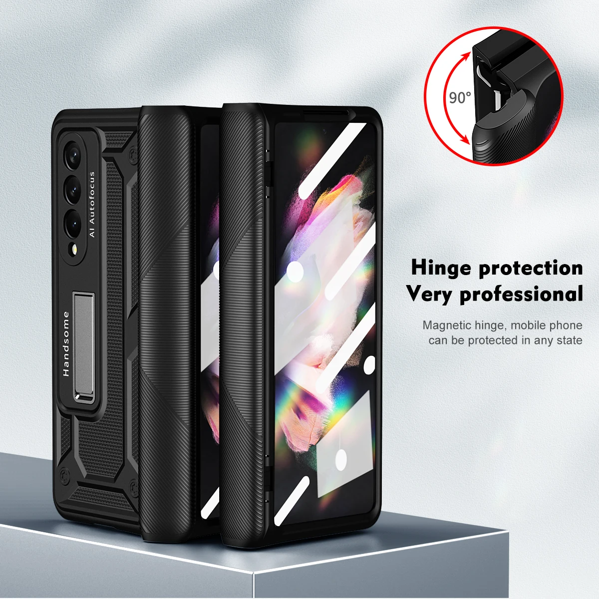 Armour Hinge Fold Phone Case For Galaxy Z Fold2 Fold3 Fold4 All Inclusive Magnetic Invisible Bracket Drop Resistant Back Cover
