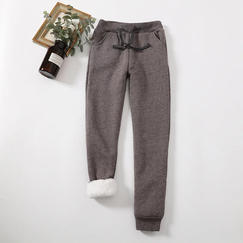 Зимние новые корейские версии бархатные однотонные теплые повседневные брюки