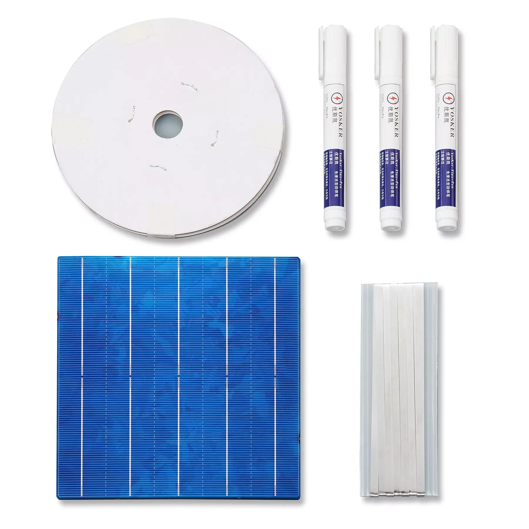 

NEW 40Pcs 156MM Polycrystalline DIY Solar Panel Cells Kit With 60M Tabbing Wire 6M Busbar Wire and 3Pcs Flux Pen
