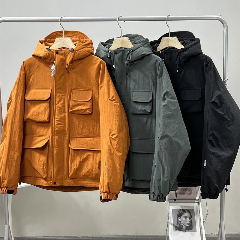 

Down Jacket Men Winter Hoodie Jackets Thick Warm Windbreaker Waterproof Coats Outwear Black Clothings 0799-4