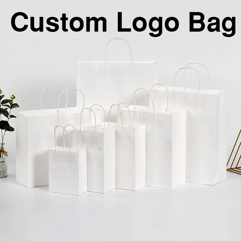 

10 цветов, белые пакеты из крафт-бумаги, Подарочная бумажная упаковочная сумка, упаковка для деловых покупок на Рождество, сумки для покупок